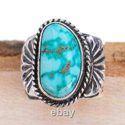 SUNSHINE REEVES Ring Turquoise Blu Carico Lake Sterling Silver Native American 7