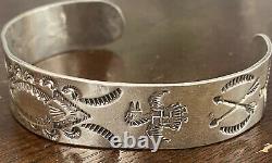 SUPERB OLD 1930s NAVAJO Coin Silver WHIRLING LOG THUNDERBIRD BRACELET M/F