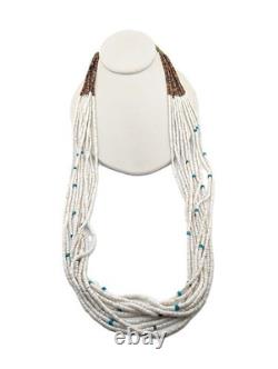 Santo Domingo Vintage White Shell Pullover Necklace Heishi Turquoise Jewelry