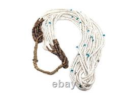 Santo Domingo Vintage White Shell Pullover Necklace Heishi Turquoise Jewelry