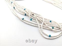 Santo Domingo Vintage White Shell Pullover Necklace Heishi Turquoise Jewelry