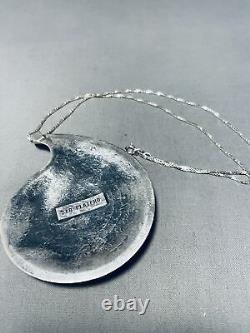 Scotty Platero Vintage Navajo Signed 9 Turquoise Silver Leaves Necklace
