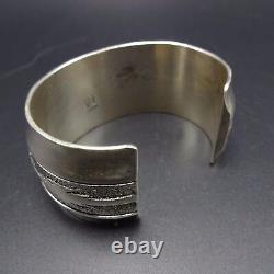 Signed ALFRED JOE Vintage NAVAJO Sterling Silver & CORAL Cuff BRACELET 69g