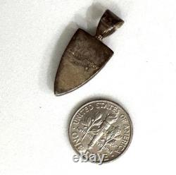 Signed Calvin Begay Navajo Vintage Turquoise Sterling Silver Inlay Pendant