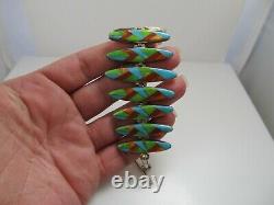 Signed MD Fine Gemstone Inlay Sterling Silver Bracelet Toggle Clasp