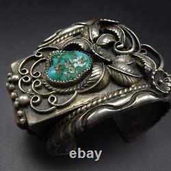 Signed Museum Quality Heavy Gauge Vintage NAVAJO Turquoise Coral CUFF BRACELET