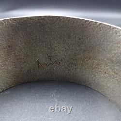 Signed NAVAJO Heavy Gauge Sterling Silver TUFA CAST Cuff BRACELET Lone Mt. Turq