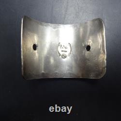 Signed Vintage NAVAJO Hand-Stamped Sterling Silver STICK BARRETTE with TURQUOISE