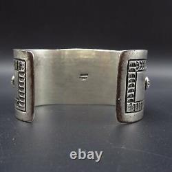 Signed Vintage NAVAJO Sterling Silver & Lone Mountain TURQUOISE BRACELET 118g