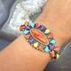 Signed Vintage Native American Sterling Multi Stone Cluster Bracelet For Women
