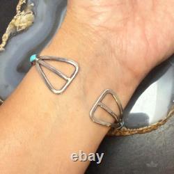 Signed Vintage Native American Sterling Multi Stone Cluster Bracelet For Women
