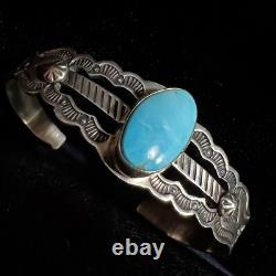 Signed Vintage Navajo Allan McCabe AMC Sterling Turquoise Cuff Native American