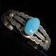 Signed Vintage Navajo Allan McCabe AMC Sterling Turquoise Cuff Native American