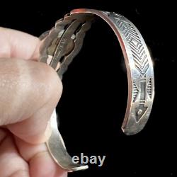 Signed Vintage Navajo Allan McCabe AMC Sterling Turquoise Cuff Native American