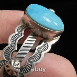 Signed Vintage Navajo Allan McCabe AMC Sterling Turquoise Cuff Native American