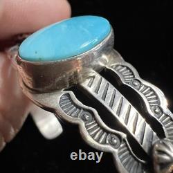 Signed Vintage Navajo Allan McCabe AMC Sterling Turquoise Cuff Native American