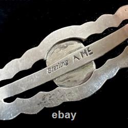 Signed Vintage Navajo Allan McCabe AMC Sterling Turquoise Cuff Native American