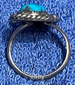 Silver Turquoise Coral Ring 6¾ red blue teardrops -Vintage American Jewelry