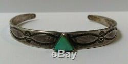 Small Child Size Wrist Vintage Navajo Indian Silver Turquoise Cuff Bracelet