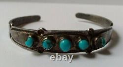 Small Wrist Vintage Navajo Indian Silver Turquoise Cuff Bracelet