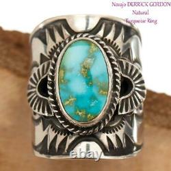 Sonoran Gold Turquoise Ring Sterling Silver Native American DERRICK GORDON 7