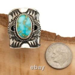 Sonoran Gold Turquoise Ring Sterling Silver Native American DERRICK GORDON 7