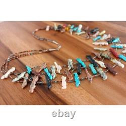 Southwestern Heishi 3-Strand Carved Birds Animal Fetish Necklace Beads Vintage