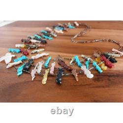 Southwestern Heishi 3-Strand Carved Birds Animal Fetish Necklace Beads Vintage
