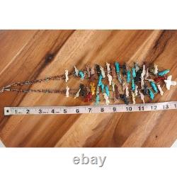 Southwestern Heishi 3-Strand Carved Birds Animal Fetish Necklace Beads Vintage