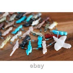 Southwestern Heishi 3-Strand Carved Birds Animal Fetish Necklace Beads Vintage