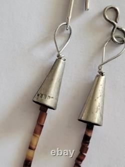 Southwestern Zuni Carved Bears Animal Heishi Beads Fetish Necklace Vintage