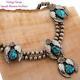 Squash Blossom Necklace Kingman Turquoise Sterling Silver Old Pawn Vintage 18in