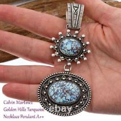 Squash Blossom Necklace Pendant Calvin Martinez GOLDEN HILL Turquoise Spiderweb