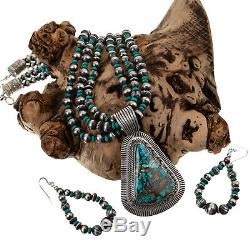 Squash Blossom Necklace Turquoise ROYSTON Natural NAVAJO PEARLS Vintage Style