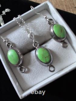 Sterling 925 Vintage Revival Native American Peace Lime Gaspeite Turquoise Rare