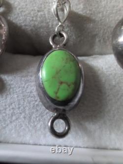 Sterling 925 Vintage Revival Native American Peace Lime Gaspeite Turquoise Rare