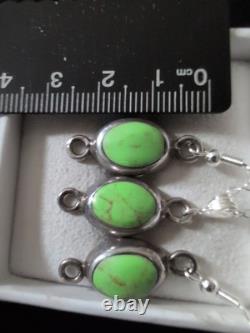 Sterling 925 Vintage Revival Native American Peace Lime Gaspeite Turquoise Rare