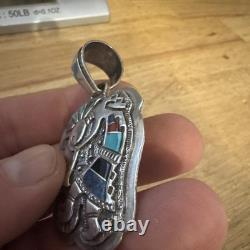 Sterling Silver. 925 Pendant Vintage Toning Handmade Native American Jewelry WOW