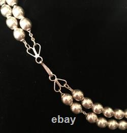 Sterling Silver Bead Multi-Strand Necklace Navajo Pearl Native Antique Vtg MCM