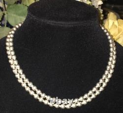 Sterling Silver Bead Multi-Strand Necklace Navajo Pearl Native Antique Vtg MCM