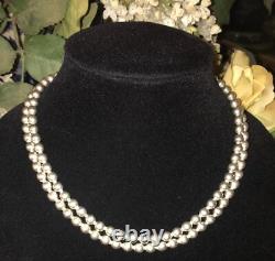 Sterling Silver Bead Multi-Strand Necklace Navajo Pearl Native Antique Vtg MCM