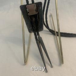 Sterling Silver Bolo Tie w Gold Overlay Storyteller 2 Vintage Native Southwest
