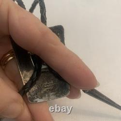 Sterling Silver Bolo Tie w Gold Overlay Storyteller 2 Vintage Native Southwest