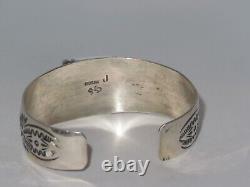 Sterling Silver Native American Cuff Bracelet Jewelry Vintage marked J (554S)