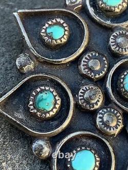 Sterling Silver Turquoise Stone Vintage Brooch Pin Jewelry Native American