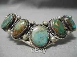 Striking Vintage Navajo Royston Turquoise Sterling Silver Bracelet Old