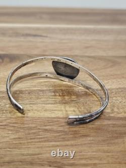 Stunning Handmade Vintage Sterling Silver Turquoise Navajo Cuff Bracelet 19.25g