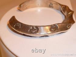 Stunning Ronnie Hurley Buffalo Bangle Bracelet Native Sterling Silver Navajo VTG