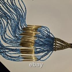 Stunning VINTAGE Native American Jewelry Gold Glass Beaded Necklace Earrings Set