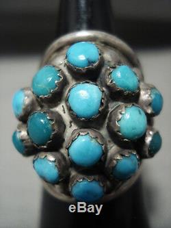 Stunning Vintage Navajo Snake Eyes Turquoise' Silver Ring Old Jewelry